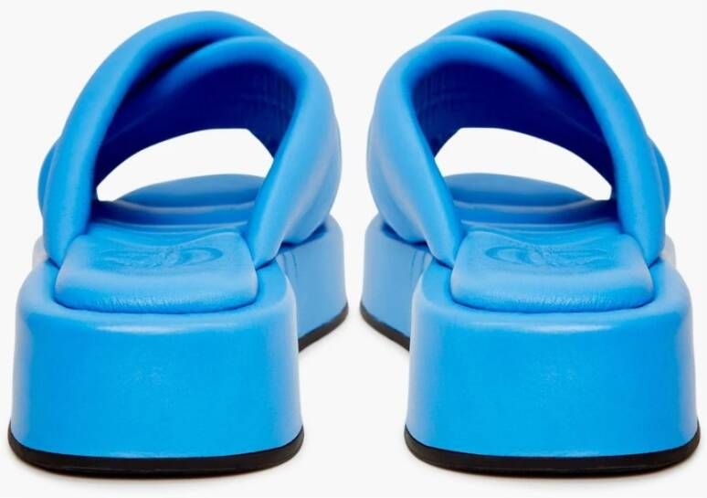 Cesare Gaspari Leren Plateau Muiltje Blauw Blue Dames