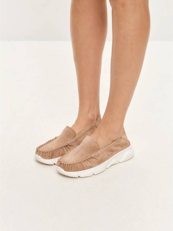 Cesare Gaspari Leren Platform Mocassins Alisa Beige