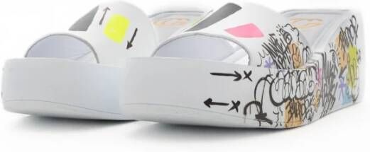 Cesare Gaspari Leren Platform Mule White Dames