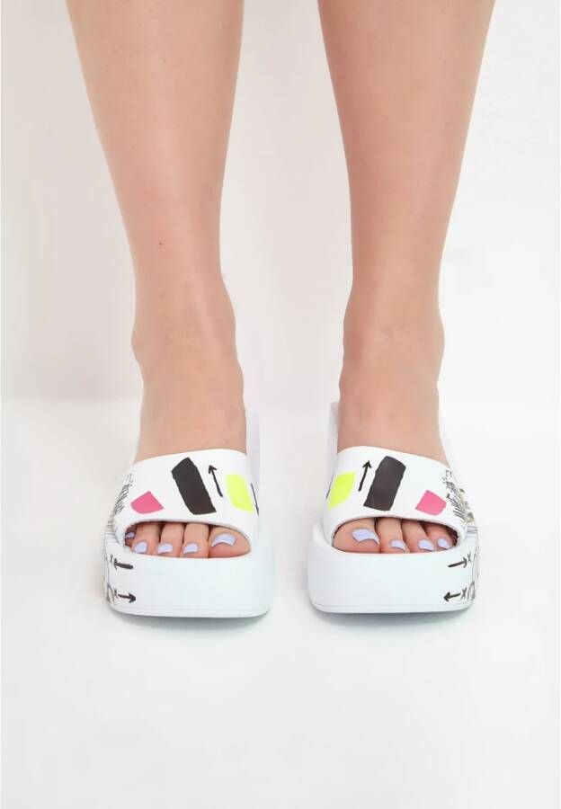 Cesare Gaspari Leren Platform Mule White Dames