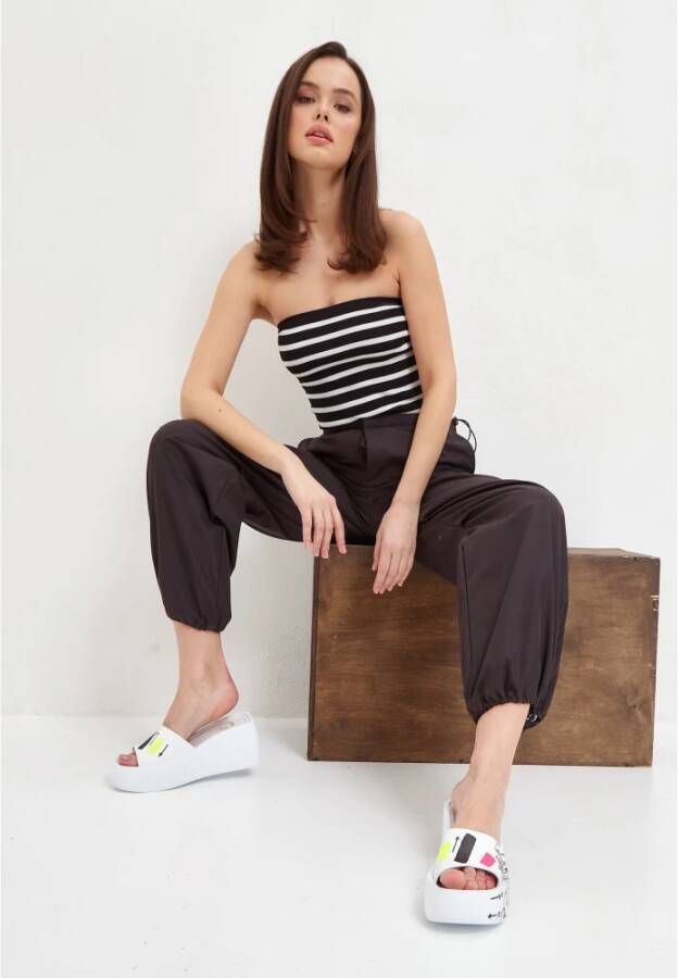 Cesare Gaspari Leren Platform Mule White Dames