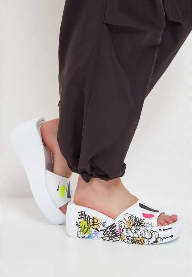 Cesare Gaspari Leren Platform Mule White Dames
