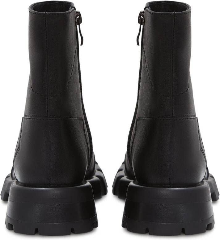 Cesare Gaspari Leren platte zool enkellaarzen Black Dames