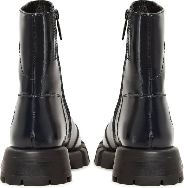 Cesare Gaspari Leren platte zool enkellaarzen Blauw Blue Dames