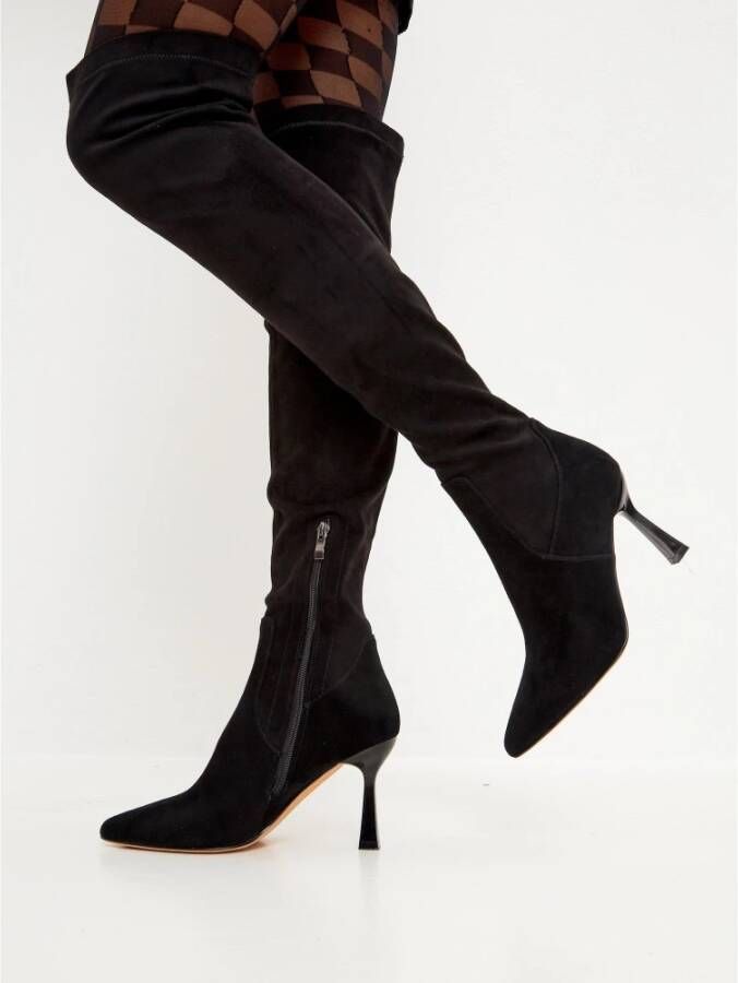 Cesare Gaspari Leren Stiletto Enkellaarzen Black Dames