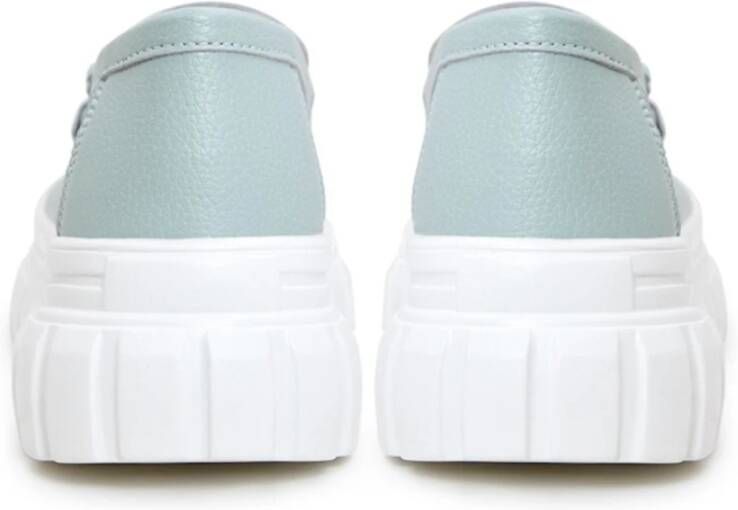 Cesare Gaspari Leren Urban Platform Loafers Blauw Blue Dames