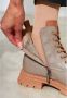 Cesare Gaspari Leren Veterschoenen Enkellaarsjes Beige - Thumbnail 2