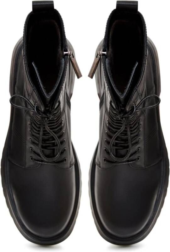 Cesare Gaspari Leren Veterschoenen Enkellaarsjes Zwart Black Dames