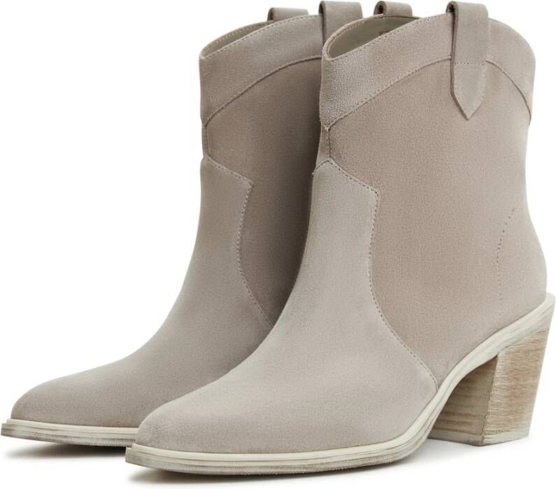 Cesare Gaspari Luxe Block Heeled Cowboy Boots Gray Dames