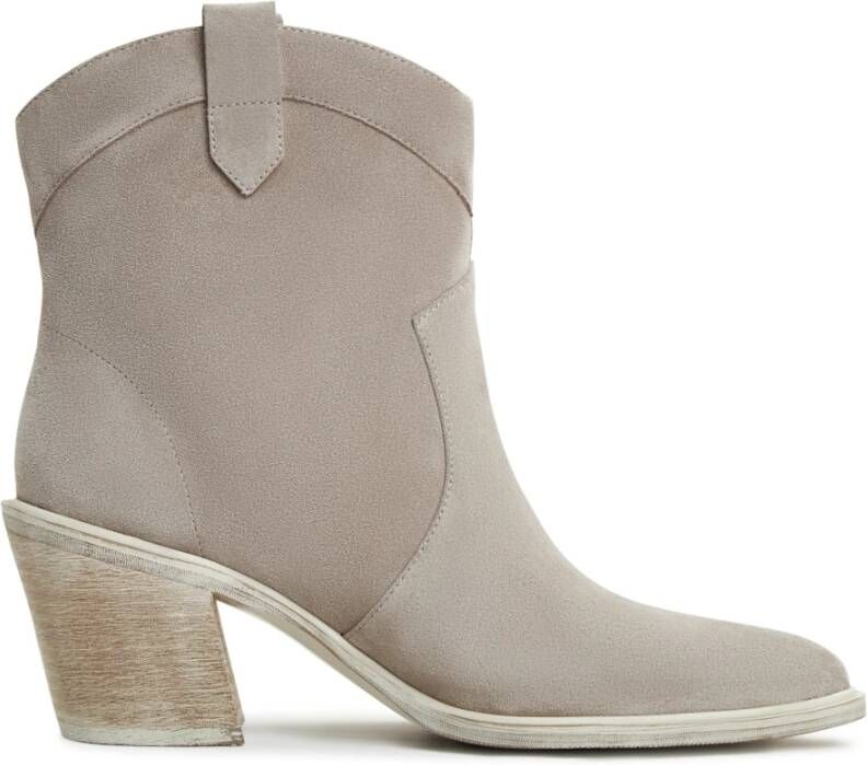Cesare Gaspari Luxe Block Heeled Cowboy Boots Gray Dames