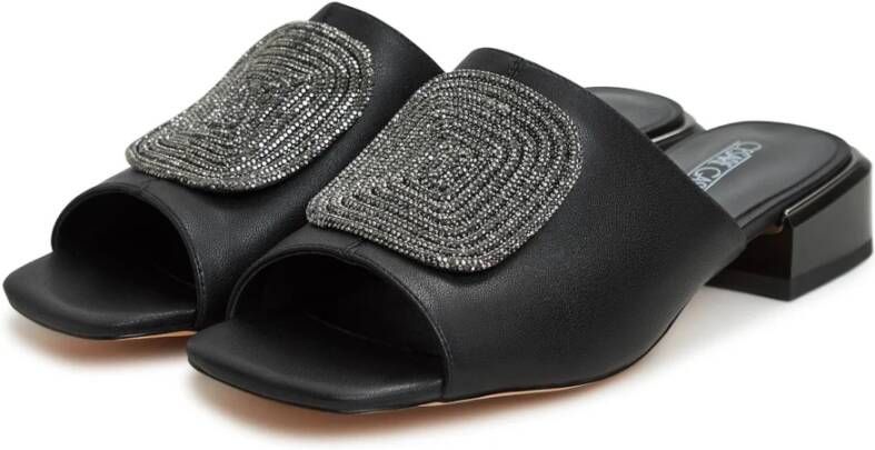 Cesare Gaspari Luxe Block Heeled Slippers Beatriz Black Dames