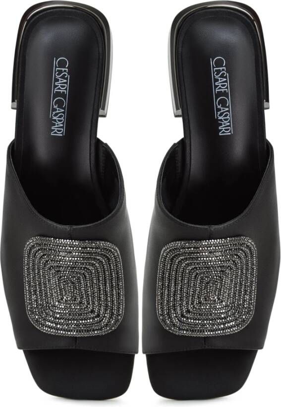 Cesare Gaspari Luxe Block Heeled Slippers Beatriz Black Dames