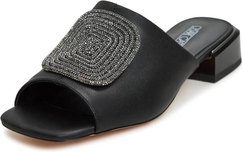 Cesare Gaspari Luxe Block Heeled Slippers Beatriz Black Dames