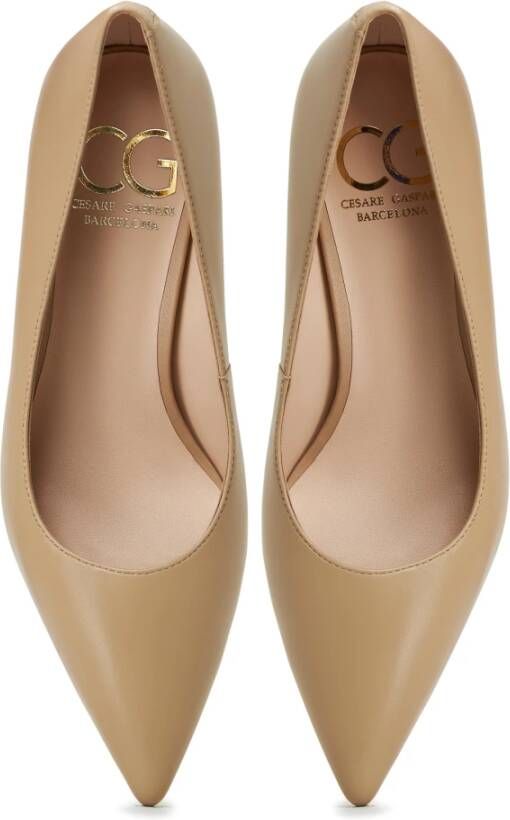 Cesare Gaspari Luxe Block Heels Pumps Beige Dames