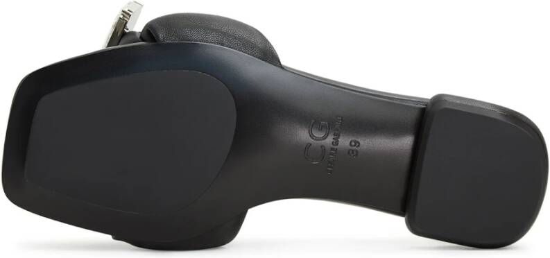 Cesare Gaspari Luxe Blokhak Pantoffels Black Dames