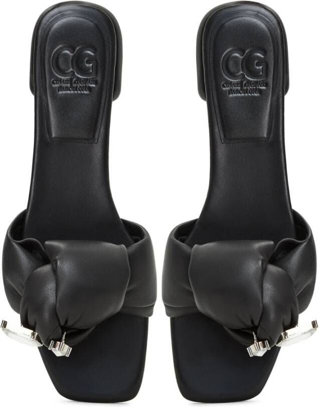 Cesare Gaspari Luxe Blokhak Pantoffels Black Dames