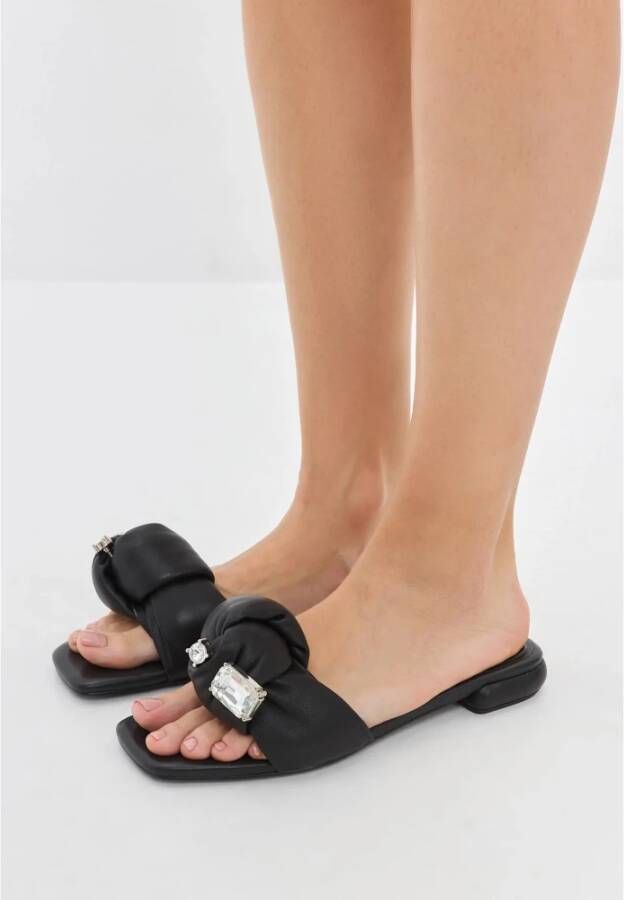 Cesare Gaspari Luxe Blokhak Pantoffels Black Dames