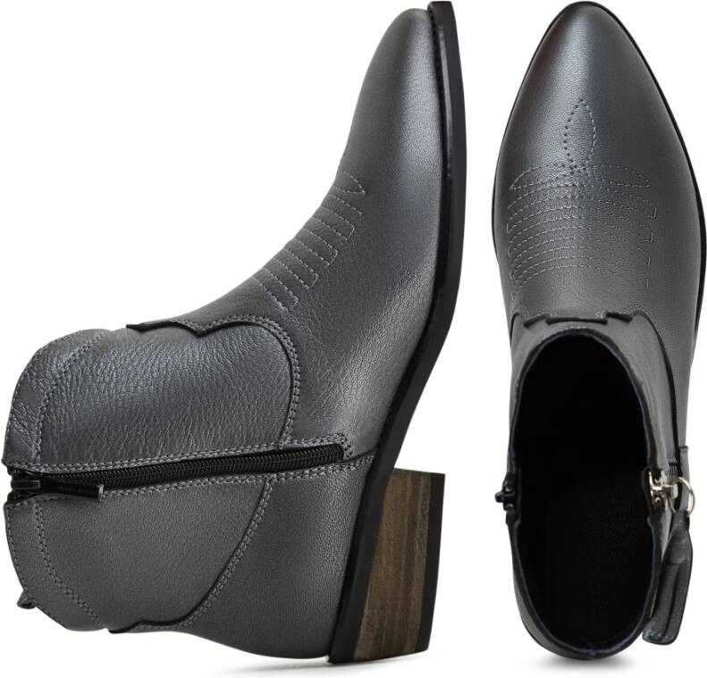 Cesare Gaspari Luxe Leren Cowboy Laarzen Donkergrijs