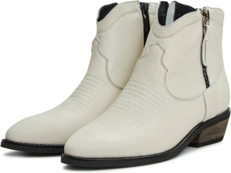 Cesare Gaspari Luxe Leren Cowboy Laarzen Ivoor Beige Dames