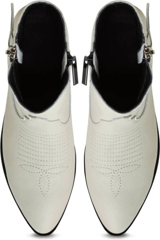 Cesare Gaspari Luxe Leren Cowboy Laarzen Ivoor Beige Dames