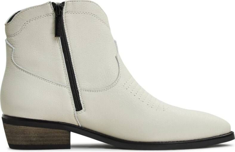 Cesare Gaspari Luxe Leren Cowboy Laarzen Ivoor Beige Dames
