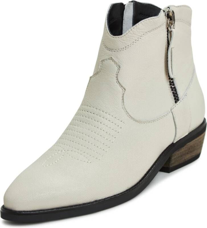 Cesare Gaspari Luxe Leren Cowboy Laarzen Ivoor Beige Dames