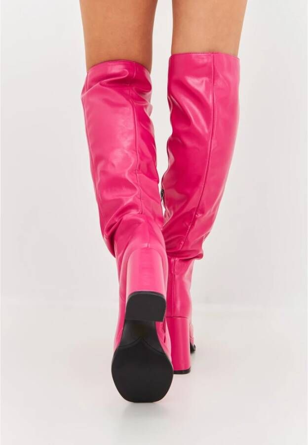Cesare Gaspari Luxe Leren Over-de-Knie Laarzen Pink Dames