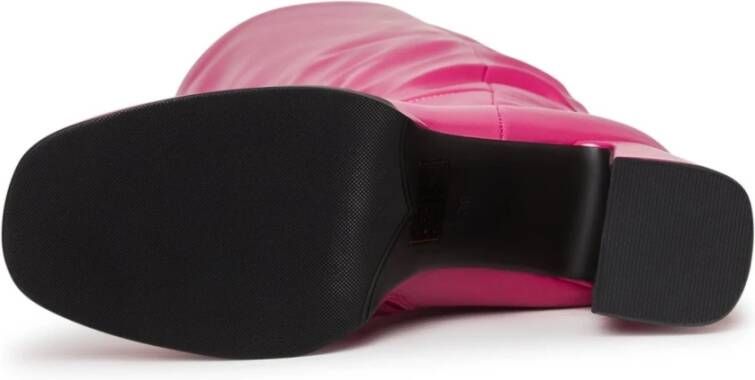 Cesare Gaspari Luxe Leren Over-de-Knie Laarzen Pink Dames