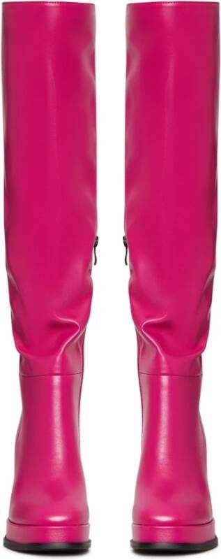 Cesare Gaspari Luxe Leren Over-de-Knie Laarzen Pink Dames