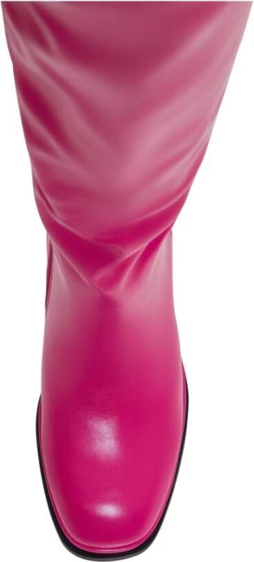 Cesare Gaspari Luxe Leren Over-de-Knie Laarzen Pink Dames