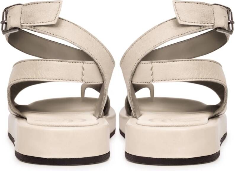 Cesare Gaspari Luxe Leren Plateau Sandalen Beige Dames
