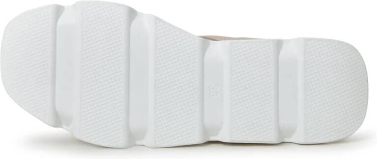 Cesare Gaspari Luxe Leren Plateau Sandalen Beige Dames