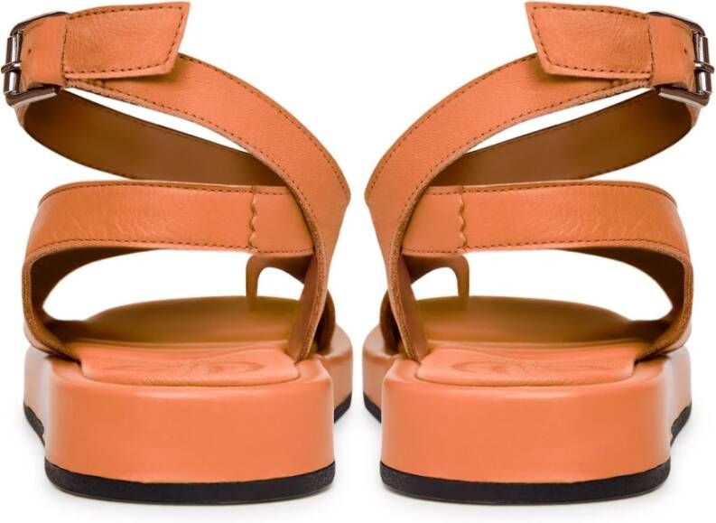 Cesare Gaspari Luxe Leren Plateau Sandalen Oranje Orange Dames