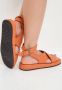 Cesare Gaspari Luxe Leren Plateau Sandalen Oranje Orange Dames - Thumbnail 8