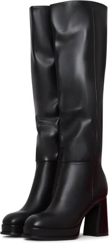 Cesare Gaspari Luxe leren over-de-knie laarzen Zwart Black Dames