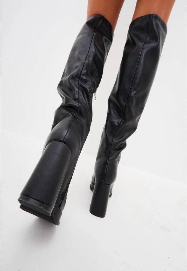 Cesare Gaspari Luxe leren over-de-knie laarzen Zwart Black Dames