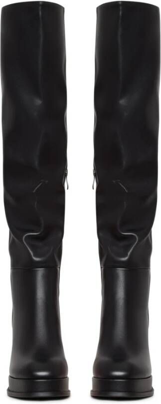 Cesare Gaspari Luxe leren over-de-knie laarzen Zwart Black Dames