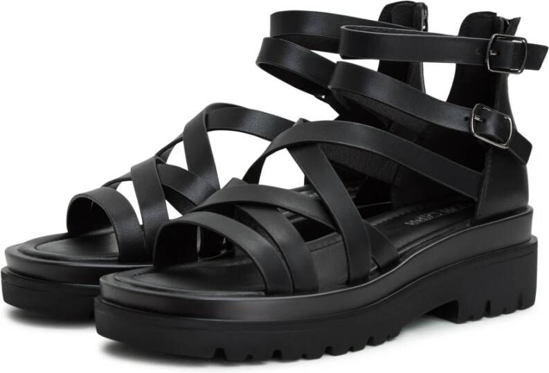 Cesare Gaspari Luxe Platform Sandalen Zwart Black Dames