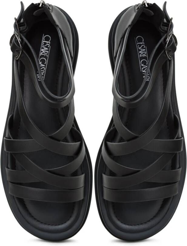 Cesare Gaspari Luxe Platform Sandalen Zwart Black Dames