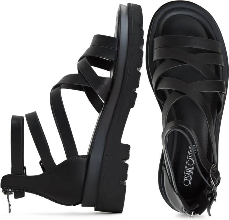 Cesare Gaspari Luxe Platform Sandalen Zwart Black Dames