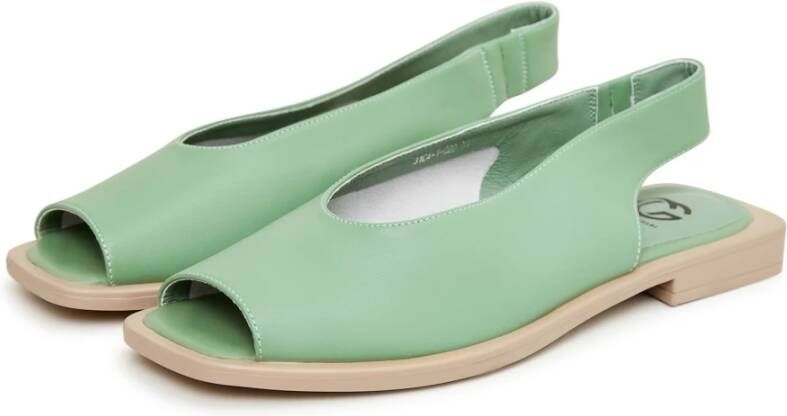 Cesare Gaspari Luxe Platte Sandalen Green Dames