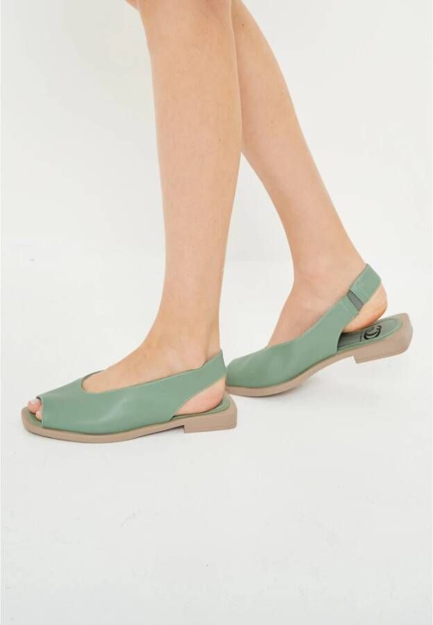 Cesare Gaspari Luxe Platte Sandalen Green Dames
