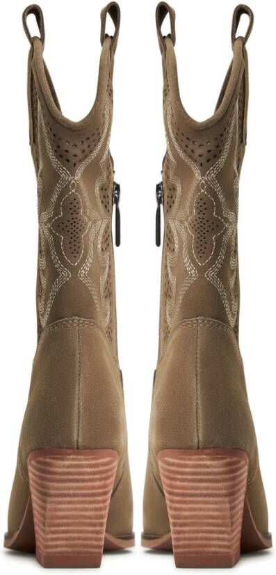 Cesare Gaspari Luxe Suede Cowboy Laarzen Beige Dames