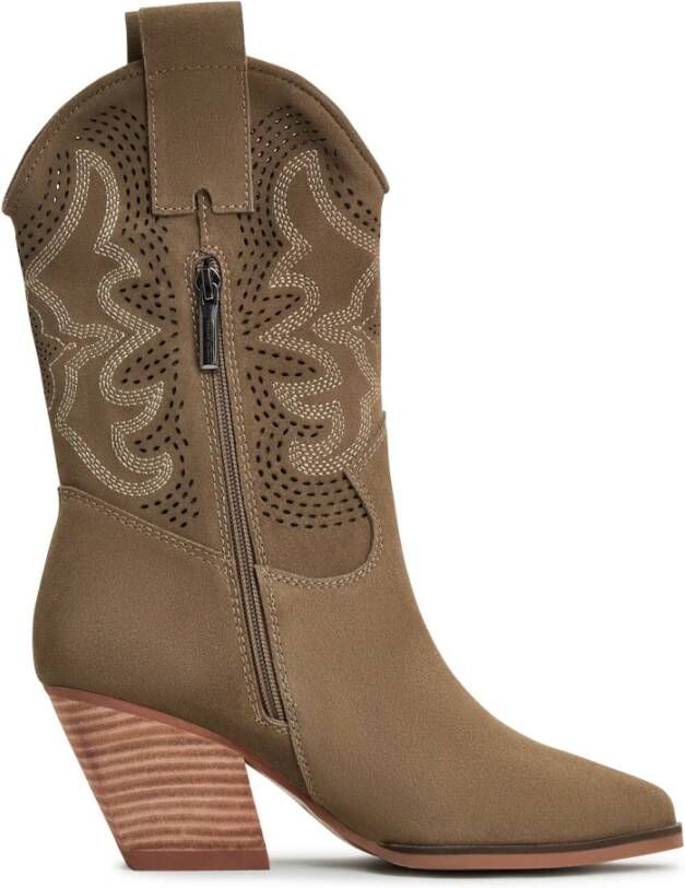 Cesare Gaspari Luxe Suede Cowboy Laarzen Beige Dames