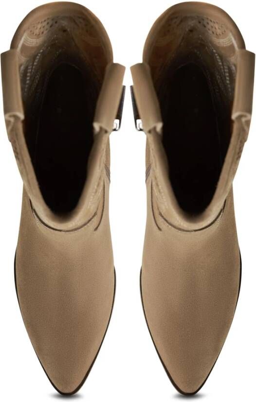Cesare Gaspari Luxe Suede Cowboy Laarzen Beige Dames
