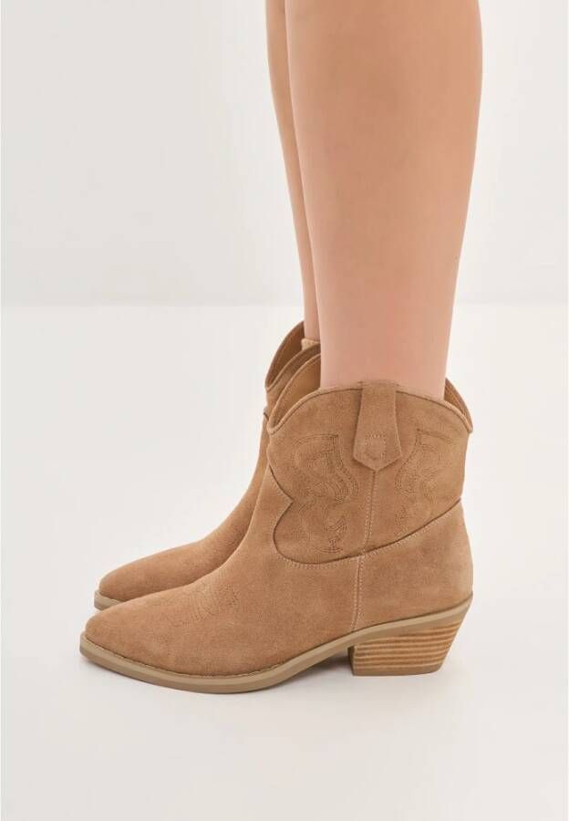 Cesare Gaspari Luxe Suede Cowboy Laarzen Bruin Brown Dames