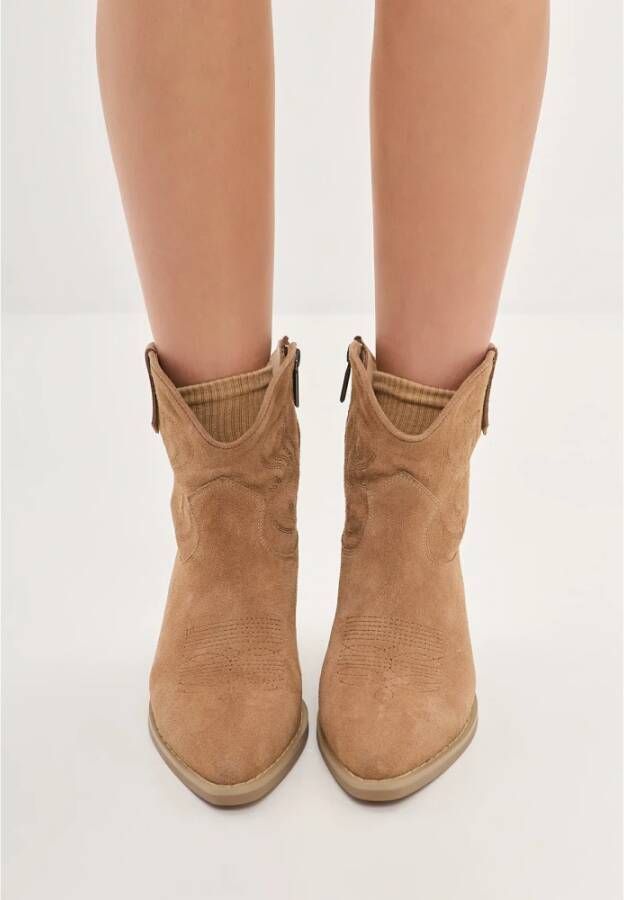Cesare Gaspari Luxe Suede Cowboy Laarzen Bruin Brown Dames