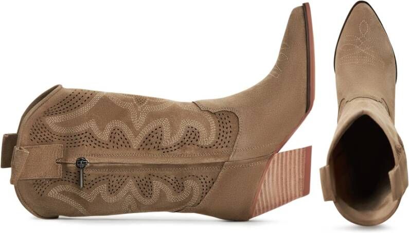 Cesare Gaspari Luxe Suede Cowboy Laarzen Bruin Brown Dames
