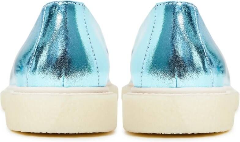Cesare Gaspari Platte zool loafers Metallic Blauw Blue Dames