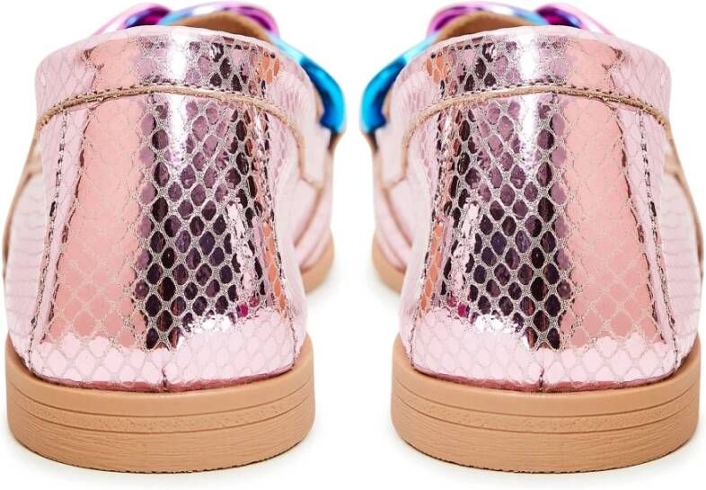 Cesare Gaspari Metallic Pink Leren Loafers Pink Dames